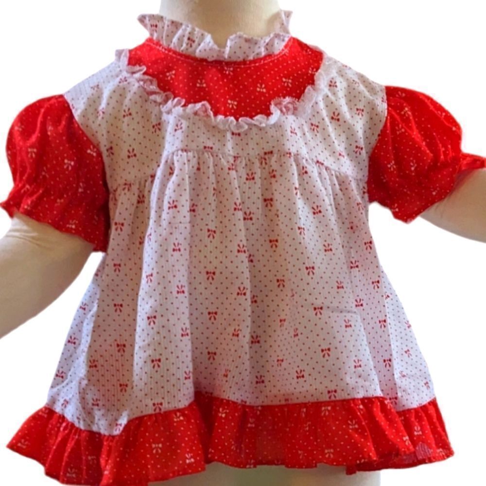 80s Vintage Smocked JCPenney Toddler red & white‎ dress